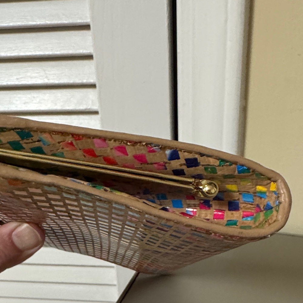 EUC! MILLY Colorful Woven Printed Bag Clutch with Gold Frame - Picture 9 of 11